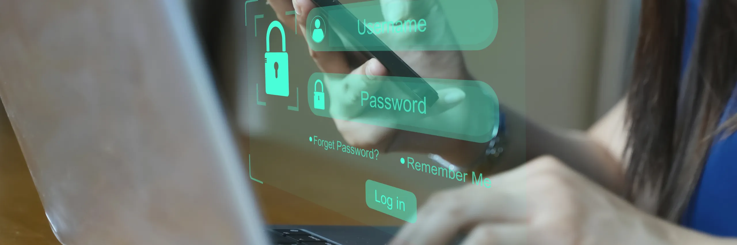 Concept of Security Data Network, person by a computer