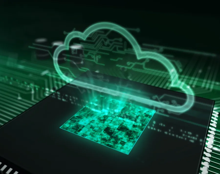 Cyber security concept with cloud hologram 