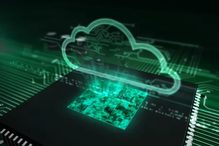 Cyber security concept with cloud hologram 